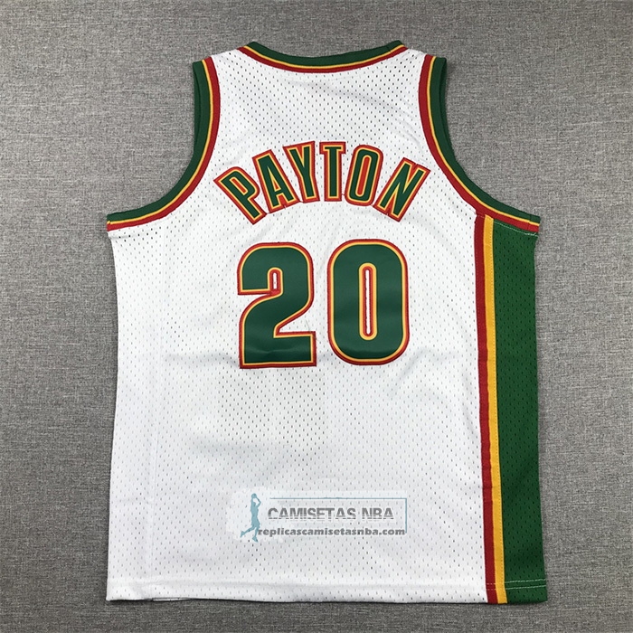Camiseta Nino Seattle SuperSonics Gary Payton NO 20 Historic Retro Blanco
